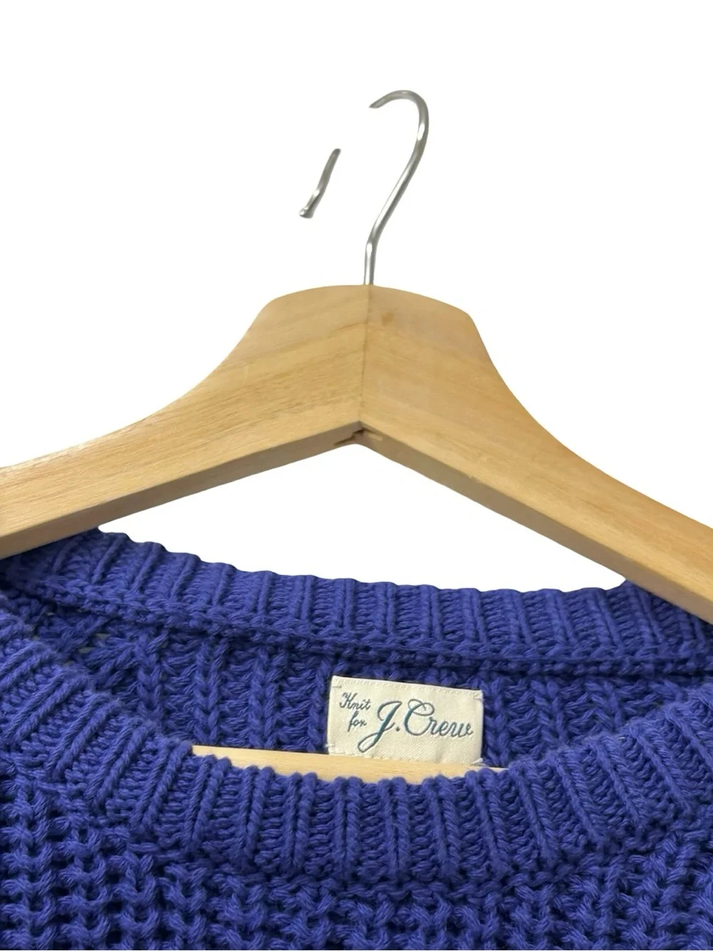 J.Crew men's shaker-stitch chunky fisherman crewneck sweater indigo blue Size M